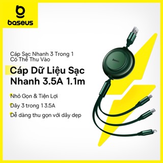 Cáp Sạc Baseus 3.5A 3 Trong 1 Đầu Micro USB Type C Hỗ Trợ Có Thể Thu Lại Tiện Dụng cho Xiaomi Samsung