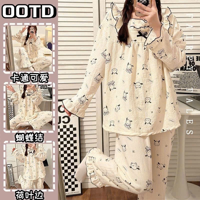 {Có Sẵn} Bộ Ngủ Nữ BD3, Đồ Ngủ Nữ Chất Đũi Gân Mềm Hoạ Tiết Dễ Thương Đồ Ngủ Cute, Bộ Ngủ Dài, Bộ Đồ