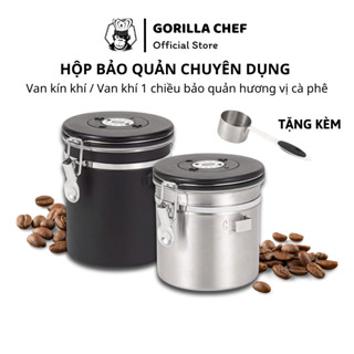 Hộp đựng cà phê chuyên dụng Gorilla Chef inox 304 tích hợp van kín khí và van 1 chiều 300/450/600g