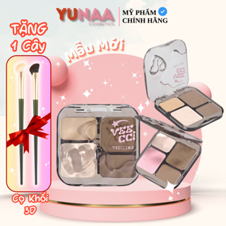 [Y232] Bảng Phấn Bắt Sáng Và Tạo Khối VEECCI - Tích hợp má hồng - Chống Nước, Lâu Trôi