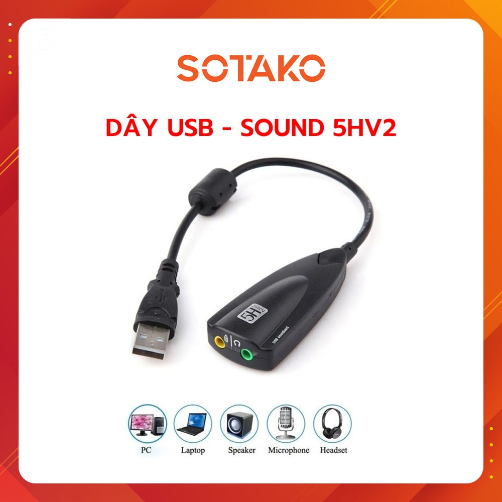 USB Sound dây 5HV2 xịn - Cáp chuyển USB sang cổng Âm thanh 3.5"
