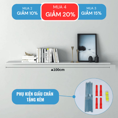 [Mua 2 giảm 10%] Kệ Treo Trang Trí Thanh Ngang Dài 100 cm Rộng 15cm/20cm, Gỗ 17mm SIB Decor