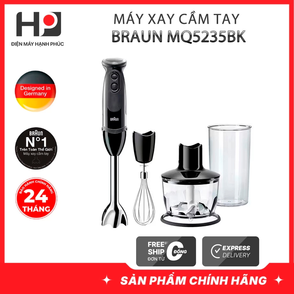 Máy xay cầm tay Braun MQ5235 BK Đen – 1000W thay thế cho MQ5035 MQ5030 MQ5045 MQ3045 MQ5000