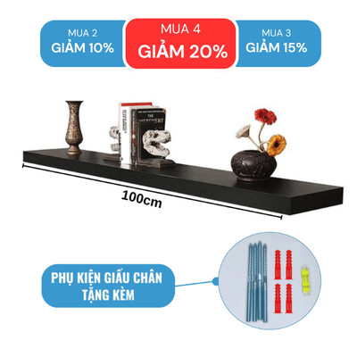 [Mua 3 giảm 15%] Kệ Treo Thanh Ngang Dài 100 cm Rộng 20cm, Dày 25mm SIB Decor KT005