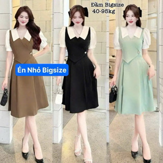  HCM Thời Trang Én Nhỏ Có Bigsize - Đầm Váy Bigsize Nữ Vải Cotton Lạnh Cao Cấp Thiết Kế Đi Dự Tiệc Cổ Vuông 40-95kg 2165 