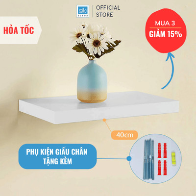 [Mua 2 giảm 10%] Kệ Thanh Ngang Dài 40cm Rộng 20cm, Dày 25mm SIB Decor, Dễ Dàng Lắp Đặt KT005