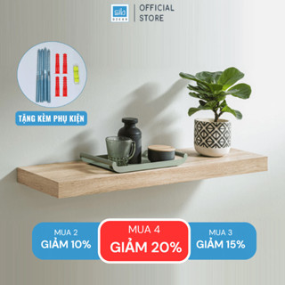 [Mua 2 giảm 10%] Kệ Thanh Ngang Treo Âm Tường Rộng 20cm, Gỗ Dày 25mm Màu Oak 389 SIB Decor KT005