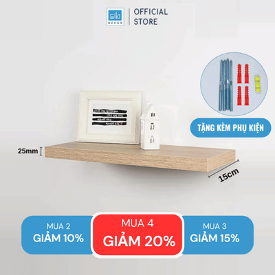 [Mua 3 giảm 15%] Kệ Thanh Ngang Rộng 15cm, Gỗ Dày 25mm Decor SIB Decor KT004