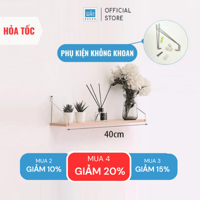 [Hỏa tốc] Kệ Thanh Ngang Không Khoan Dài 40cm Rộng 15cm, Gỗ Dày 17mm SIB Decor KT02 SIB Decor