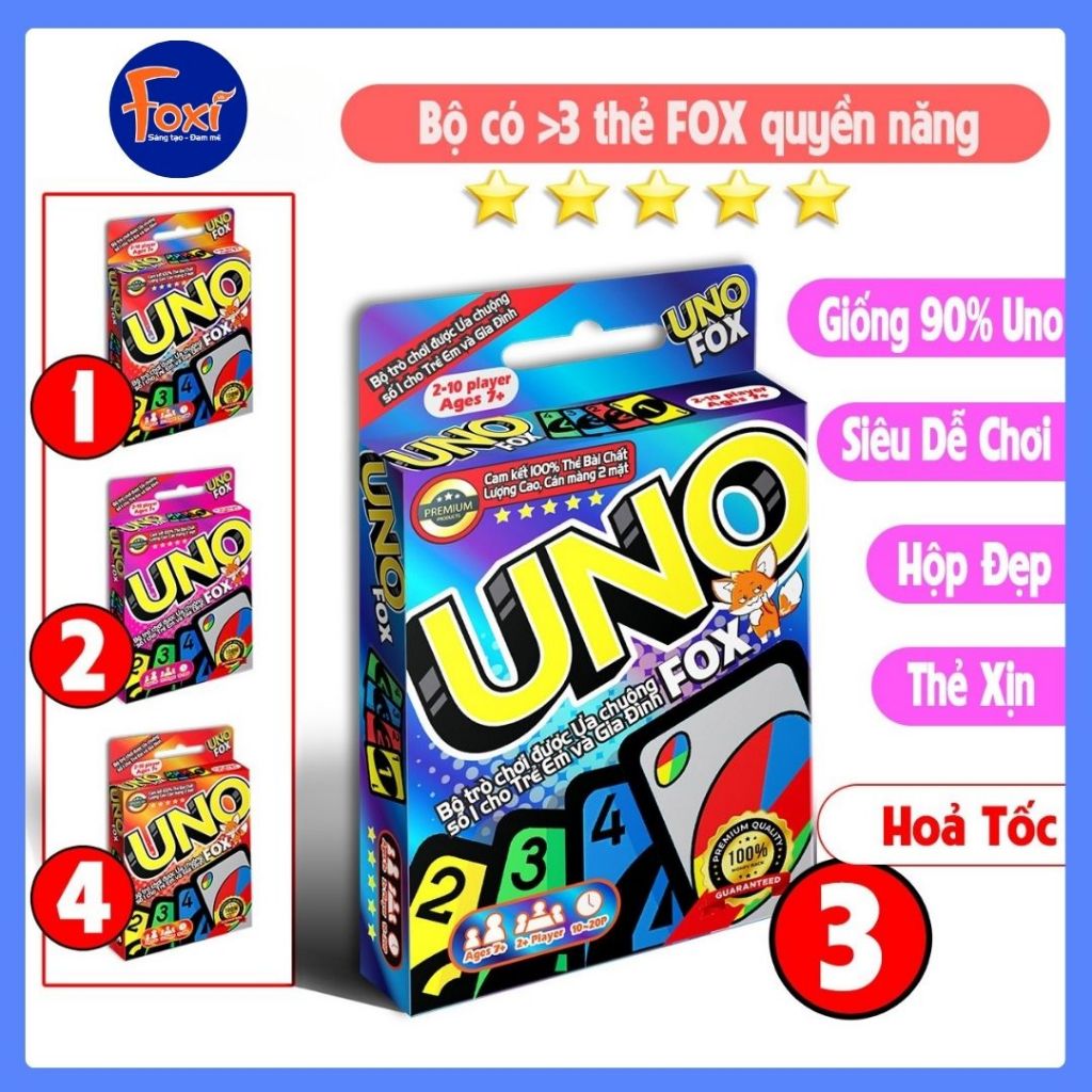 Board Game UNO FOX - Foxi - Uno Flip - uno Kiss - Cardgame Uno Trò Chơi Hay Hài Hước Cho Đội Nhóm