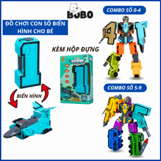 Bộ đồ chơi số biến hình toán học ghép hình robot giúp trẻ học tập phát triển tư duy, robot biến hình số