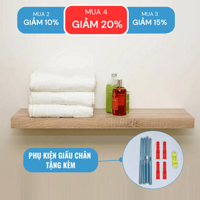 [Mua 4 giảm 20%] Kệ Treo Tường Rộng 20cm, Dày 25mm Màu Sồi Oak SIB Decor Chiều Dài 60/80cm KT005