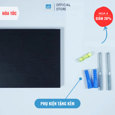 [Hỏa Tốc] Kệ Gỗ Treo Tường Dài 20cm Đến 50cm, Trang Trí Decor Phòng Khách Màu Đen Gân Nổi SIB Decor