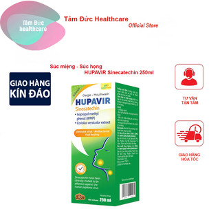  Nước súc họng – súc miệng Hupavir Sinecatechin giúp sạch miệng họng  ngăn ngừa HPV giảm hạt Lympo Sùi Mào Gà hộp 250ml 