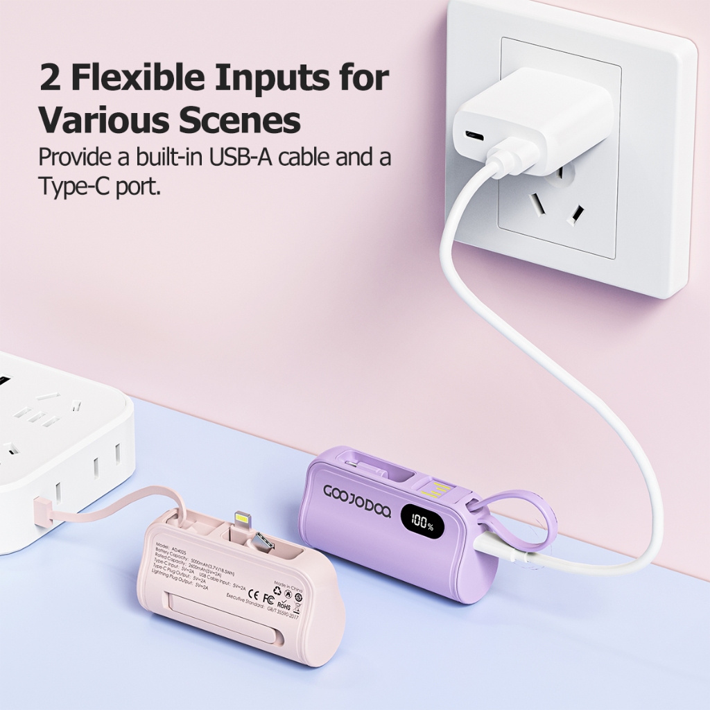 Sạc dự phòng mini GOOJODOQ 2024 cho Giáng sinh với phích cắm Type-C và Light-ning phích cắm đôi | BigBuy360 - bigbuy360.vn