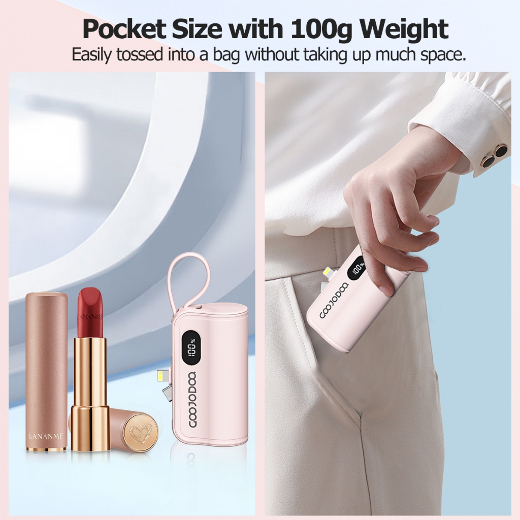 Sạc dự phòng mini GOOJODOQ 2024 cho Giáng sinh với phích cắm Type-C và Light-ning phích cắm đôi | BigBuy360 - bigbuy360.vn