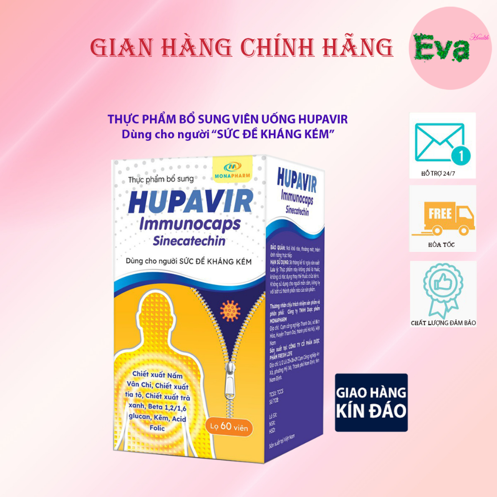 Viên uống HUPAVIR Immunocaps hỗ trợ đào thải HPV, Sùi Mào Gà, Giúp tăng cường miễn dịch cho người có đề kháng yếu