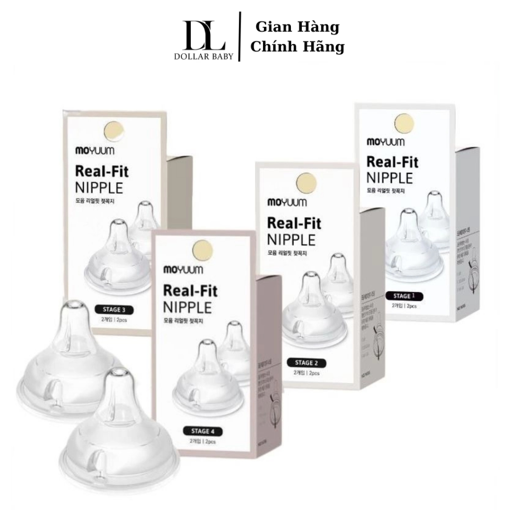 [Set 2 cái] Núm ty thay thế bình sữa Moyuum chất liệu Silicon mềm mịn
