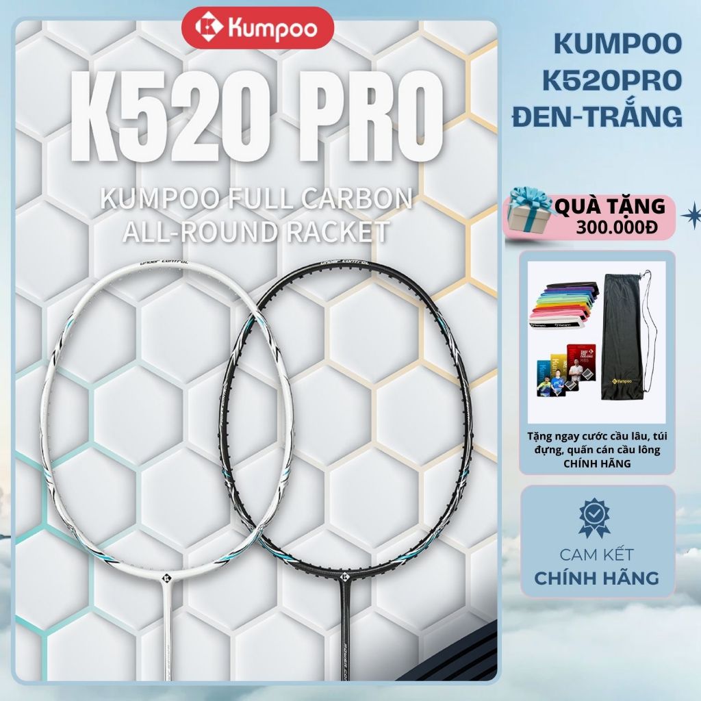 [CHÍNH HÃNG-BẢO HÀNH] Vợt Cầu Lông Kumpoo Power Control K520 Pro Căng Sẵn 11kg, Tặng Kèm Cước, Quấn 