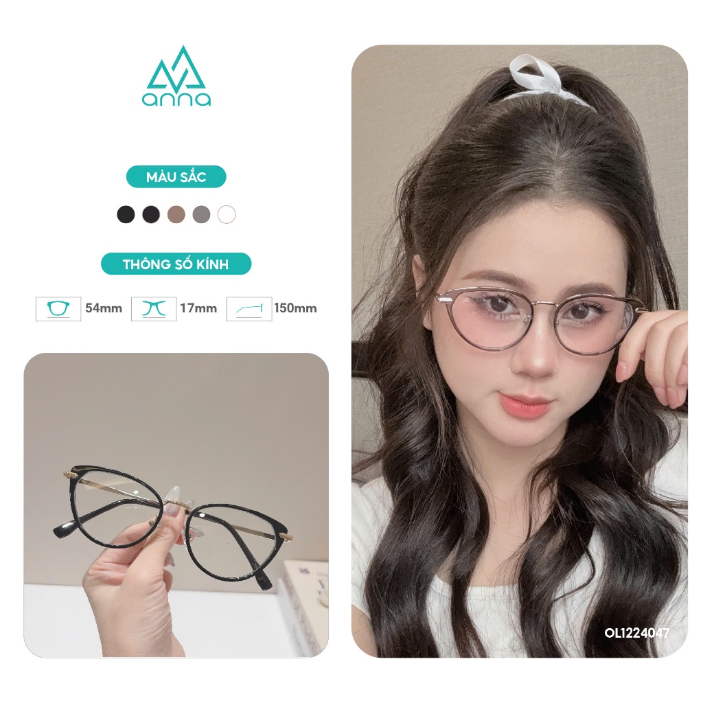 [HOT TREND] Gọng kính mắt thời trang ANNA nam nữ dáng mắt mèo chất liệu kim loại cao cấp OL 89013 | BigBuy360 - bigbuy360.vn