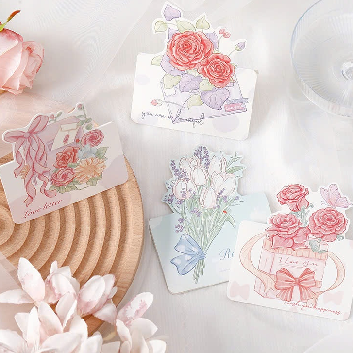 (MÃ 16) COMBO 10 THIỆP CHÚC MỪNG NGÀY LỄ TÌNH NHÂN VALENTINE, HOẠ TIẾT BÓ HOA ,THIỆP 20/10