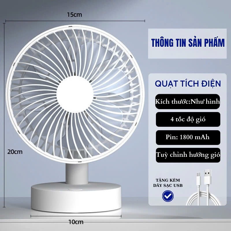 Quạt Tích Điện Asaki Sạc USB Đ🔥ể Bàn Ký Túc Xá Không Gây Tiếng Ồn | BigBuy360 - bigbuy360.vn