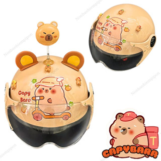 Mũ bảo hiểm nửa đầu Capybara, Spiderman có size cho người lớn và trẻ em gắn kính, nón bảo hiểm chính hãng Long Thanh