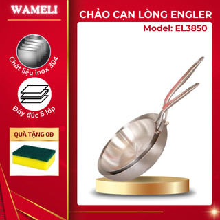 Chảo inox 304 cạn lòng Engler EL3850 đáy 5 lớp đúc nguyên khối chống dính tự nhiên