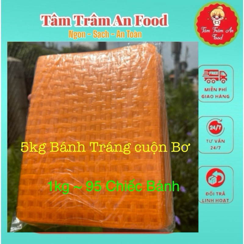 Bánh Tráng Đỏ Cam Cuộn Bơ Khô Bò Đỏ 1kg ( 1kg ~ 95 Chiếc Bánh)