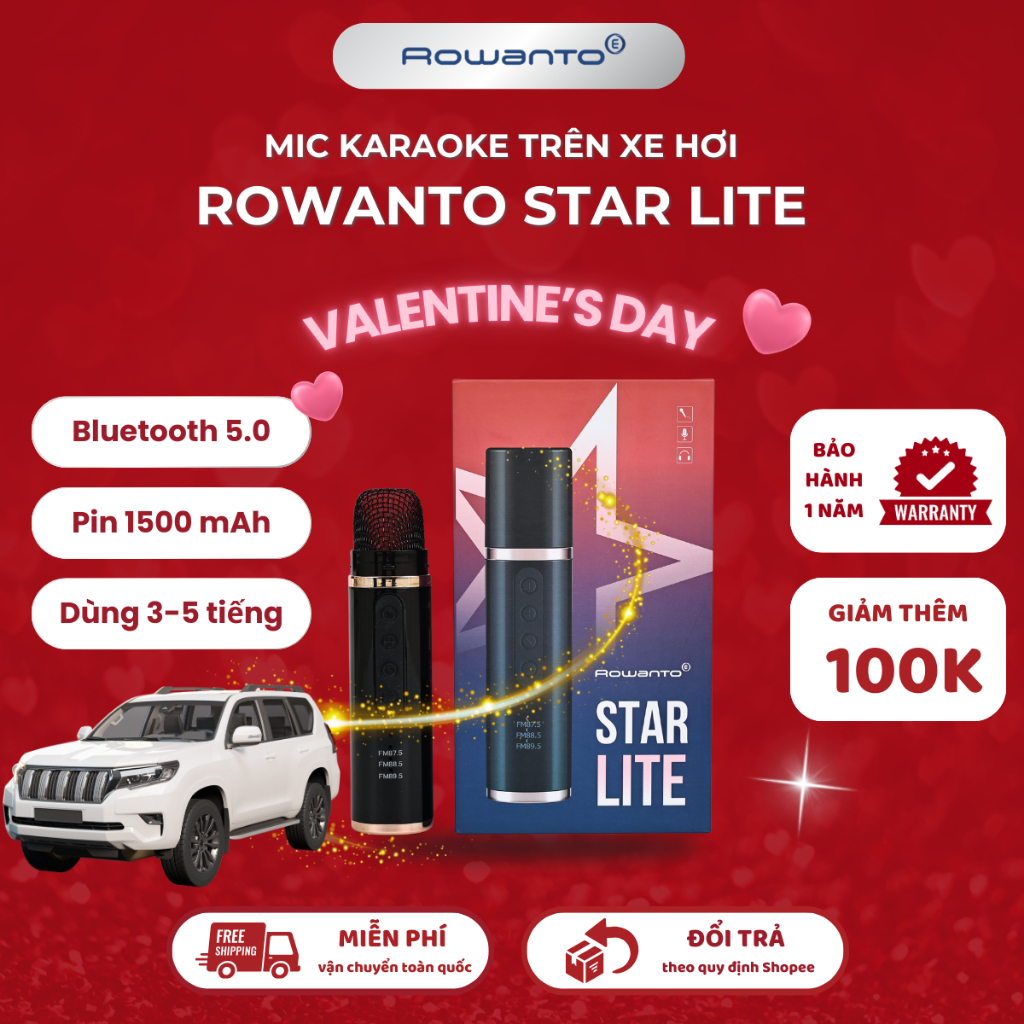 [CHÍNH HÃNG] Micro Karaoke Rowanto Star Lite Trên Xe Hơi Đỉnh Cao Với Công Nghệ Âm Thanh Hiện Đại