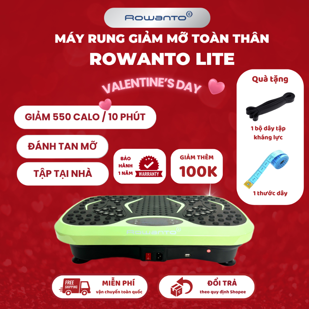 [Tặng nhiều quà ] Máy giảm cân Rowanto Lite đốt 550 calo/ 10 phút, công suất 200W,   hàng chính hãng