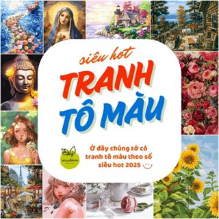 [HỎA TỐC] Tranh tô màu theo số, Tranh số hóa có khung 40x50cm, tranh tự tô trang trí tường