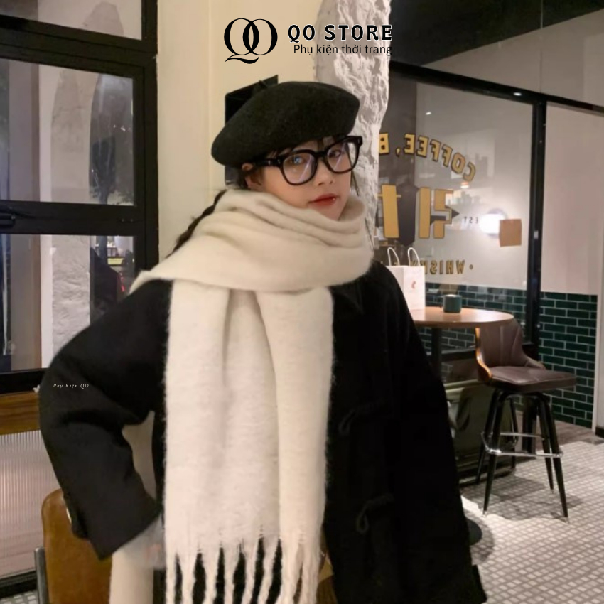 Khăn Choàng Cổ Len Màu Trơn Phong Cách Hàn Quốc Phù Hợp Mùa Thu Đông Dành Cho Nam Nữ QO STORE K63