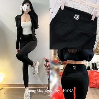  Quần legging đen nữ cạp cao gen bụng có túi trước thun gân nâng mông - Quần legging nữ vải Umi dày co dãn đi học tập gym 