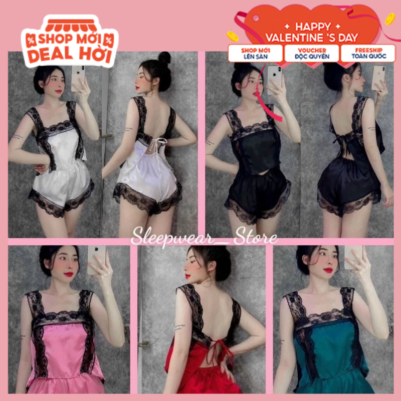 Đồ ngủ sexy phối ren,Đồ ngủ sexy phi lụa cột dây (ảnh +video thật)