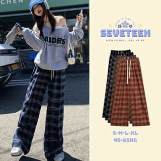 [ HÀNG CAO CẤP ] Quần Suông Ống Rộng Nữ Chất Dạ Kẻ Caro Dáng Suông Vải Mềm Dày Dặn Cao Cấp - Seventeen
