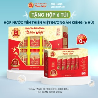 Yến Sào Thiên Việt cao cấp yến 15% (Hộp 6 hũ x 70ml) + Túi giấy
