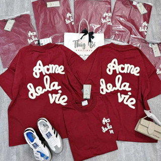 Áo Thun Chữ Acme deli lavi In Nổi - Áo Phông Chất Cotton Dày Dặn Dáng Rộng Nam Nữ Phong Cách Hottrend .