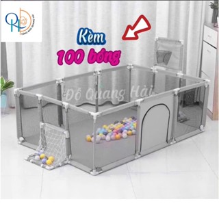 [Tặng 100 bóng] Quây chữ nhật có giỏ bóng rổ và cầu môn ném bóng khung inox dành cho trẻ em- hàng cao cấp .