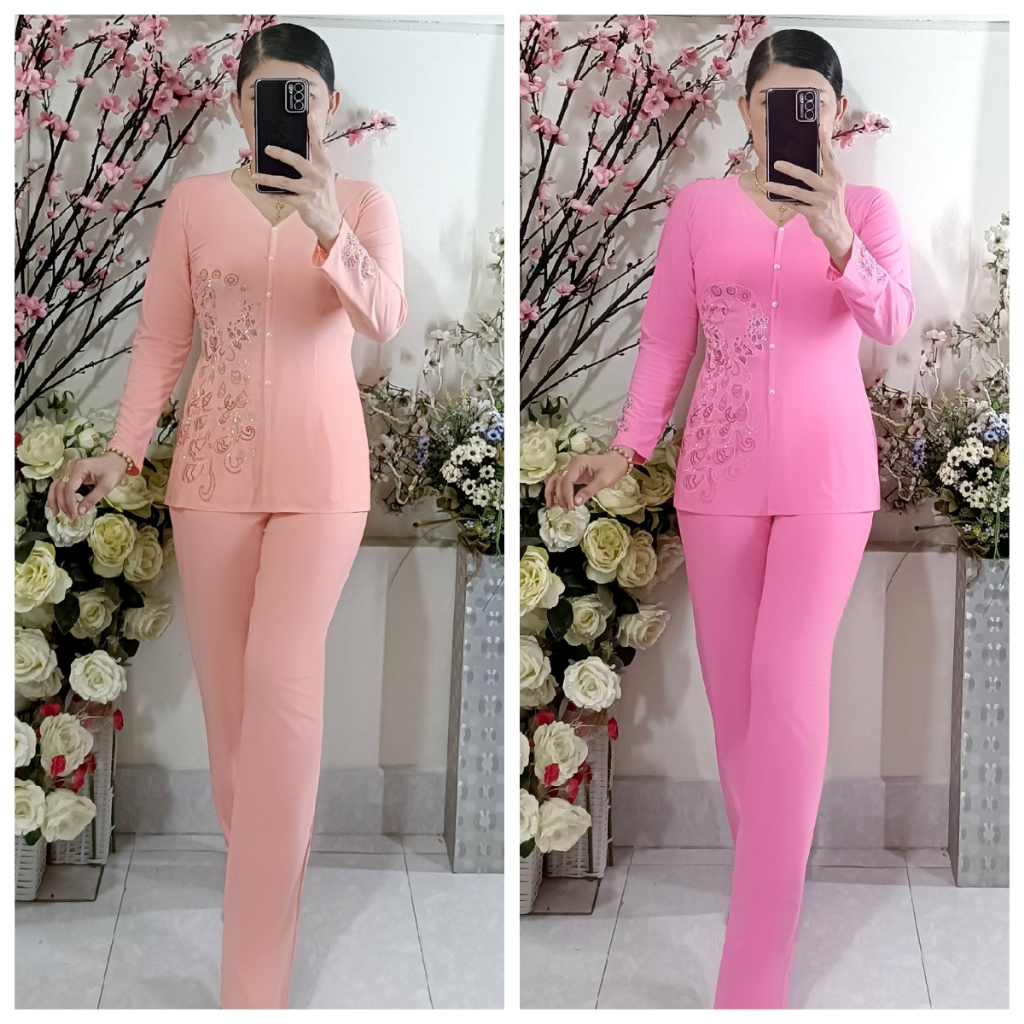 Bộ Bà Ba Hoa Đá Quần Ống Nhỏ