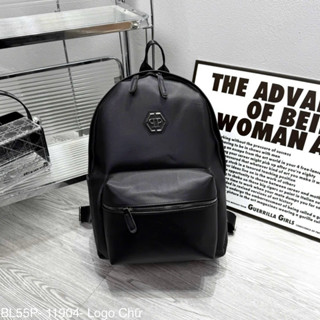  Balo nam nữ Philipp Plein nylon dù trơn bóng logo da tag chữ đầu lâu bạc boy phố BL55P 