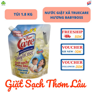 Nước giặt xả True Care túi 1.8KG, hương Baby Boss giặt sạch thơm lâu an toàn cho bé.