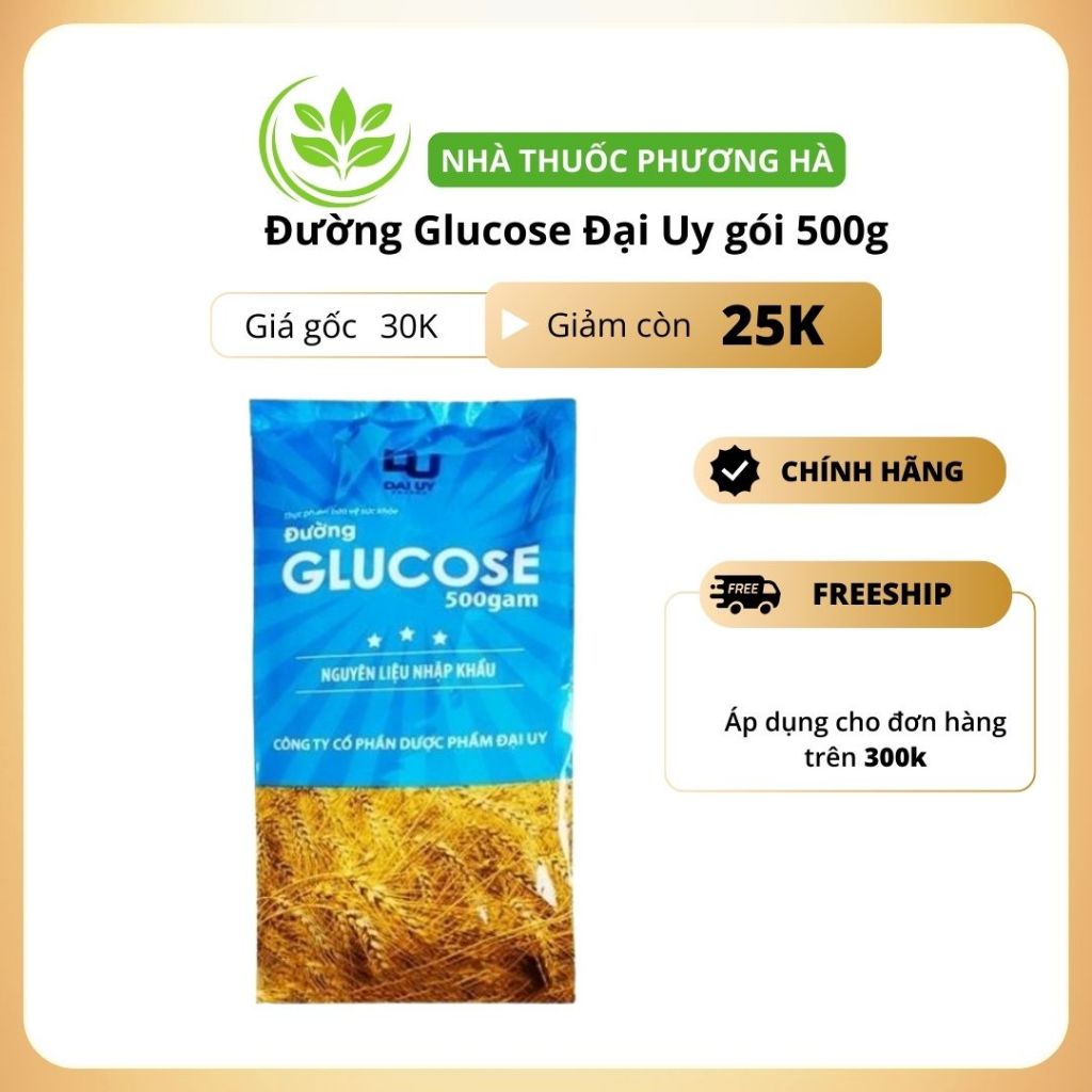 Gói 500g đường Glucose ( Đại Uy). Đường Glucose 200g/ 500g hỗ trợ suy nhược cơ thể , giải độc, giải 