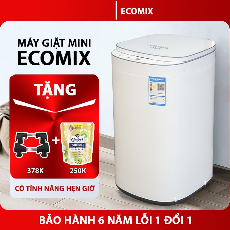 Máy giặt mini GHM 100% tự động - ECOMIX Hẹn giờ , giặt sấy khô vắt - Bảo hành 6 năm - ánh sáng xanh khử khuẩn