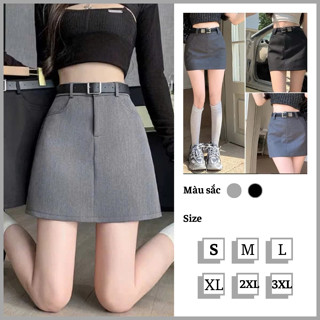 Chân Váy Chữ A Lưng Cao Chân Váy Hàn Dáng Ngắn BIGSIZE Nữ Tính Hai Màu Đen Xám Basic 