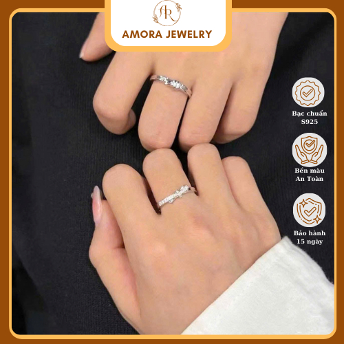 Nhẫn đôi hẹn ước bạc s925 cao cấp - AMORA Jewelry