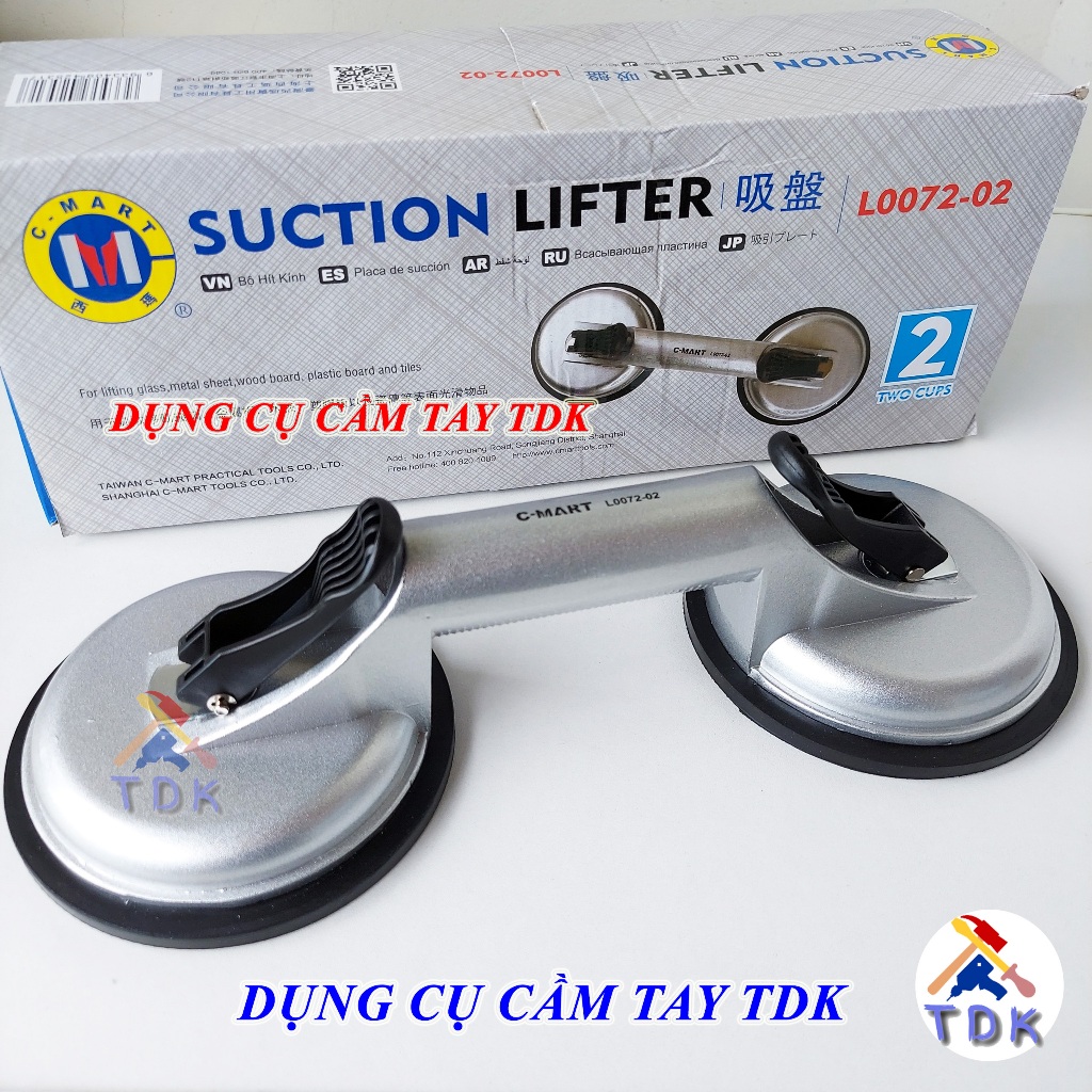 Hít kính 2 chấu C-Mart L0072-2, hít gạch thân nhôm (lực hít 100kg)
