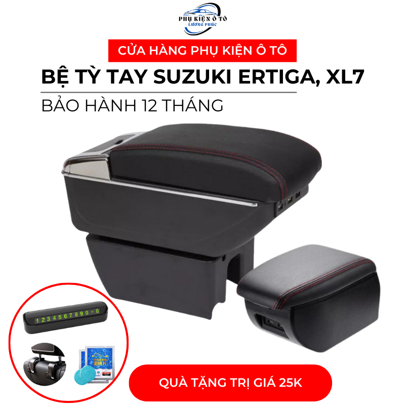 Hộp Tỳ Tay, Bệ Tỳ Tay Xe Suzuki Ertiga, XL7 Màu Đen Có Cổng USB bệ tỳ tay