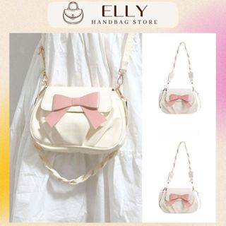 Túi xách nữ phối nơ xếp xinh xắn da mềm dáng bầu Hot Trend