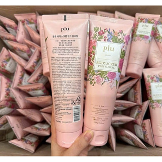 [có bill] Tẩy da chết body Plu Pink Floral Body Scrub 3in1 tuýp 200ml